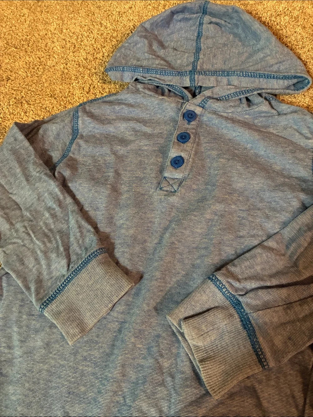 Gymboree Kids Lightweight Blue Long Sleeve Hooded Henley Top Size 5